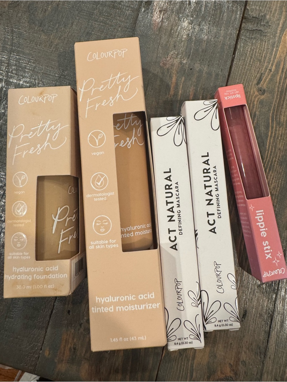 ColourPop Pretty Fresh Hyaluronic Moisturizer, Foundation, Mascara, Lippie Bundl
